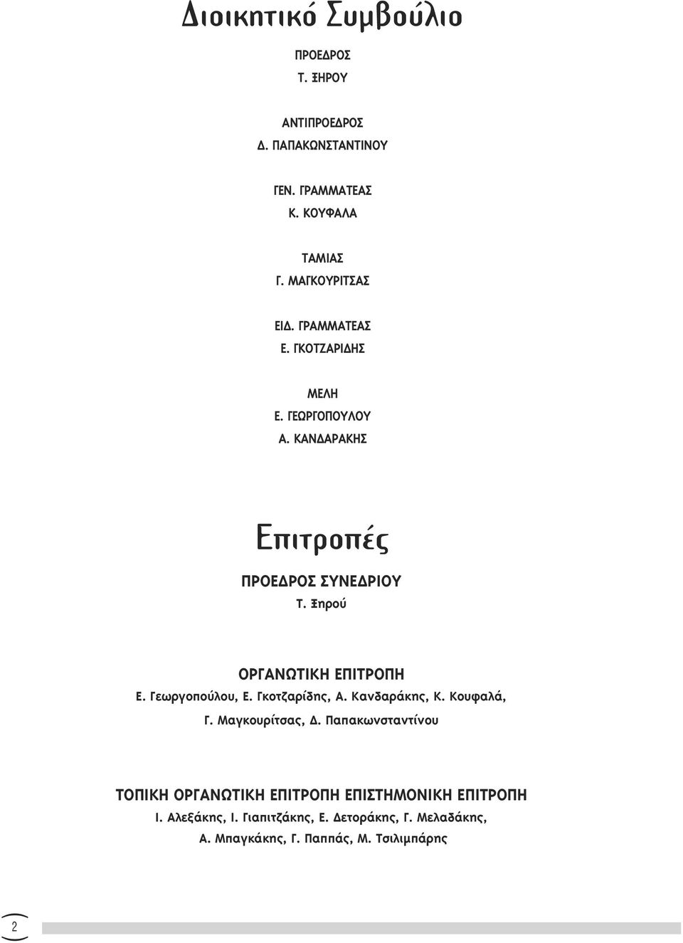 Γεωργοπούλου, Ε. Γκοτζαρίδης, Α. Κανδαράκης, Κ. Κουφαλά, Γ. Μαγκουρίτσας,.