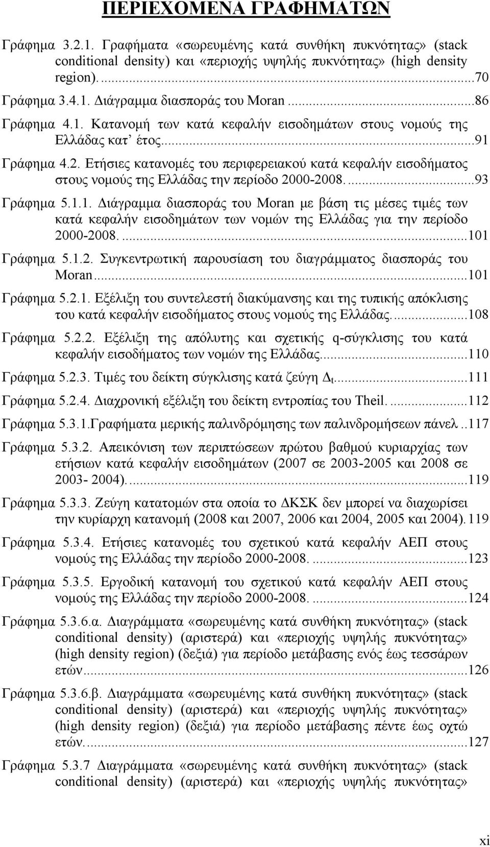 Ετήσιες κατανομές του περιφερειακού κατά κεφαλήν εισοδήματος στους νομούς της Ελλάδας την περίοδο 2000-2008...93 Γράφημα 5.1.