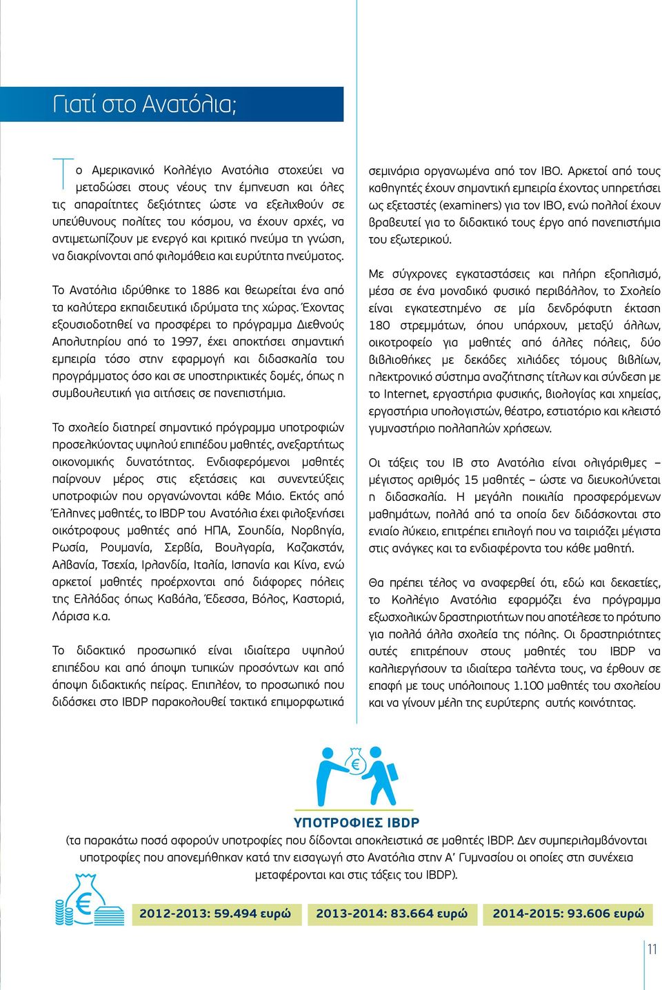 Το Ανατόλια ιδρύθηκε το 1886 και θεωρείται ένα από τα καλύτερα εκπαιδευτικά ιδρύματα της χώρας.