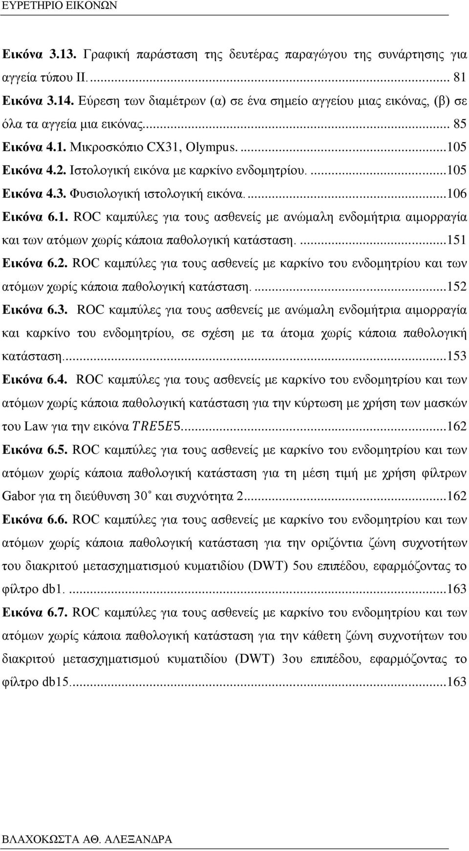 ...6 Εικόνα 6.. ROC καμπύλες για τους ασθενείς με ανώμαλη ενδομήτρια αιμορραγία και των ατόμων χωρίς κάποια παθολογική κατάσταση....5 Εικόνα 6.