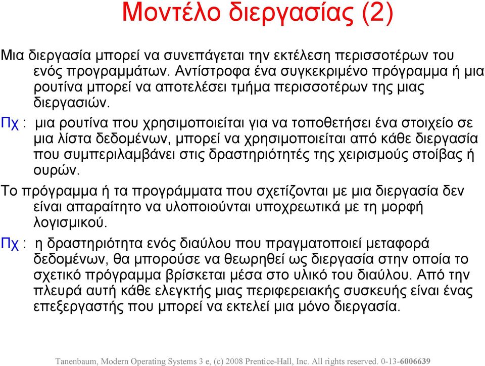 Πχ : μια ρουτίνα που χρησιμοποιείται για να τοποθετήσει ένα στοιχείο σε μια λίστα δεδομένων, μπορεί να χρησιμοποιείται από κάθε διεργασία που συμπεριλαμβάνει στις δραστηριότητές της χειρισμούς