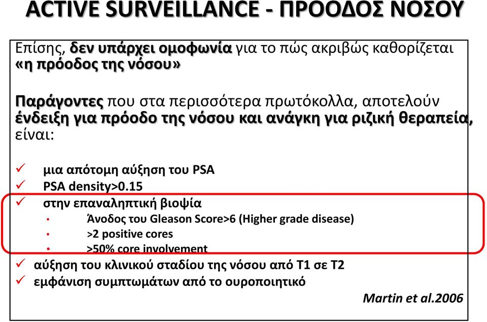 απότομη αύξηση του PSA PSA density>0.