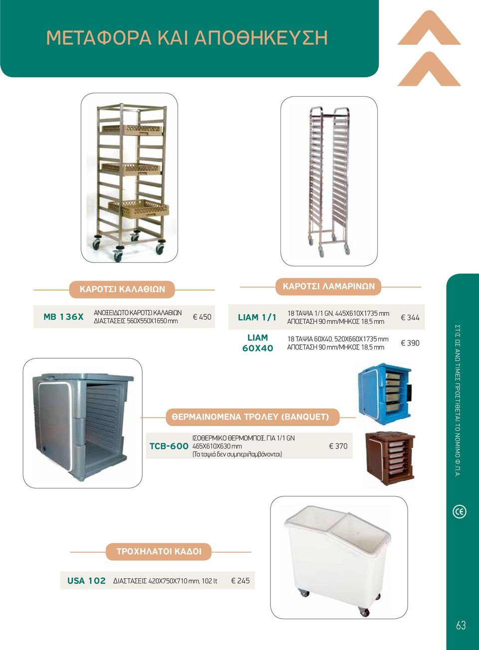 465X610X630 mm (Τα ταψιά δεν συμπεριλαμβάνονται) 18 TAΨΙΑ 1/1 GΝ, 445Χ610Χ1735 mm ΑΠΟΣΤΑΣΗ 90 mm/μηκοσ 18,5 mm 18