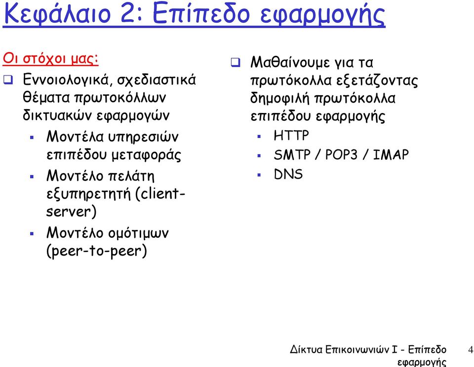 πελάτη εξυπηρετητή (clientserver) Μοντέλο ομότιμων (peer-to-peer) Μαθαίνουμε