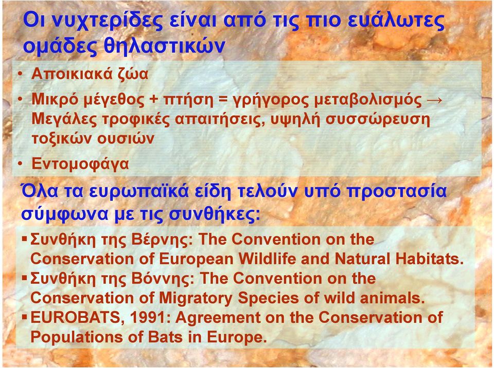 Συνθήκη της Βέρνης: The Convention on the Conservation of European Wildlife and Natural Habitats.