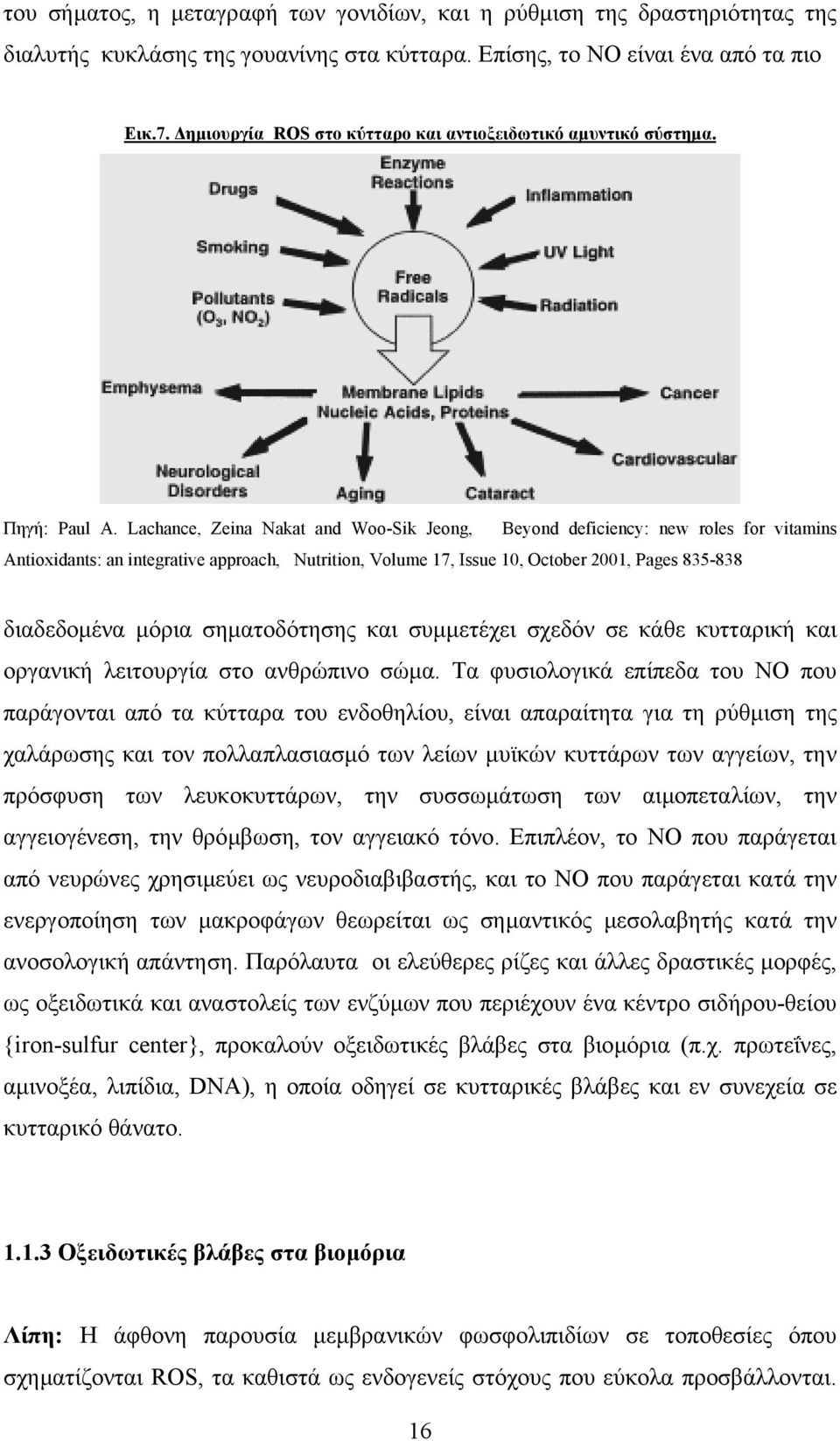 Lachance, Zeina Nakat and Woo-Sik Jeong, Beyond deficiency: new roles for vitamins Antioxidants: an integrative approach, Nutrition, Volume 17, Issue 10, October 2001, Pages 835-838 διαδεδοµένα µόρια