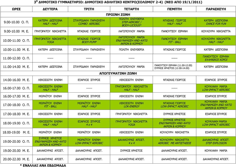 00-17.00 Μ. Ε. 17.00-18.00 Μ. Ε. 18.00-19.00 Ο. Π. 18.00-19.00 Μ. Ε. 19.00-20.00 Ο. Π. ΔΑΛΑΚΟΥΡΑΣ ΑΠΟΣΤ. ΔΑΛΑΚΟΥΡΑΣ ΑΠΟΣΤ. STEP EXPLOSION 19.00-20.00 Μ. Ε. ΔΑΛΑΚΟΥΡΑΣ ΑΠΟΣΤ. ΔΑΛΑΚΟΥΡΑΣ ΑΠΟΣΤ. ΔΑΛΑΚΟΥΡΑΣ ΑΠΟΣΤ. 20.