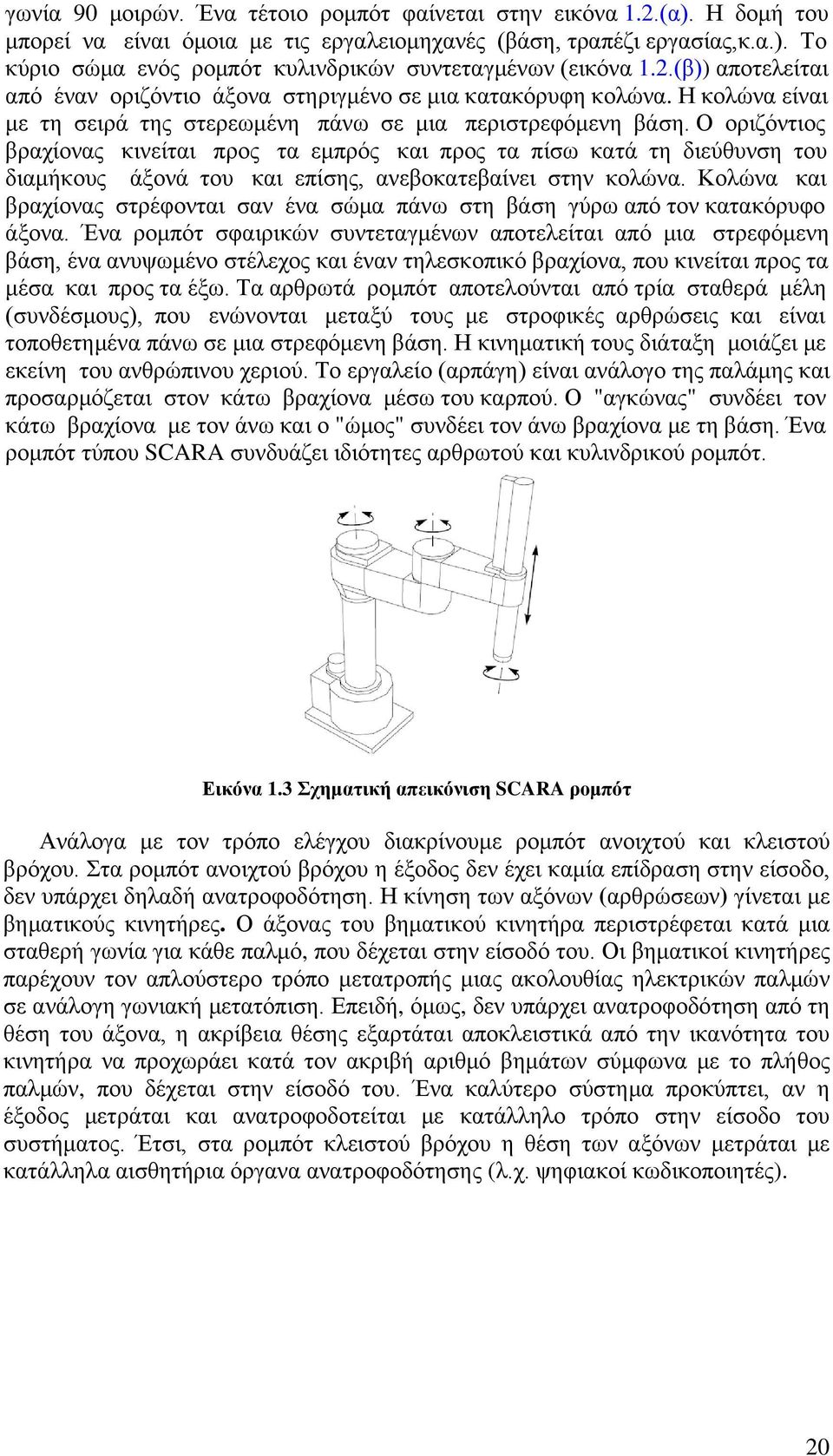 Ο οριζόντιος βραχίονας κινείται προς τα εμπρός και προς τα πίσω κατά τη διεύθυνση του διαμήκους άξονά του και επίσης, ανεβοκατεβαίνει στην κολώνα.