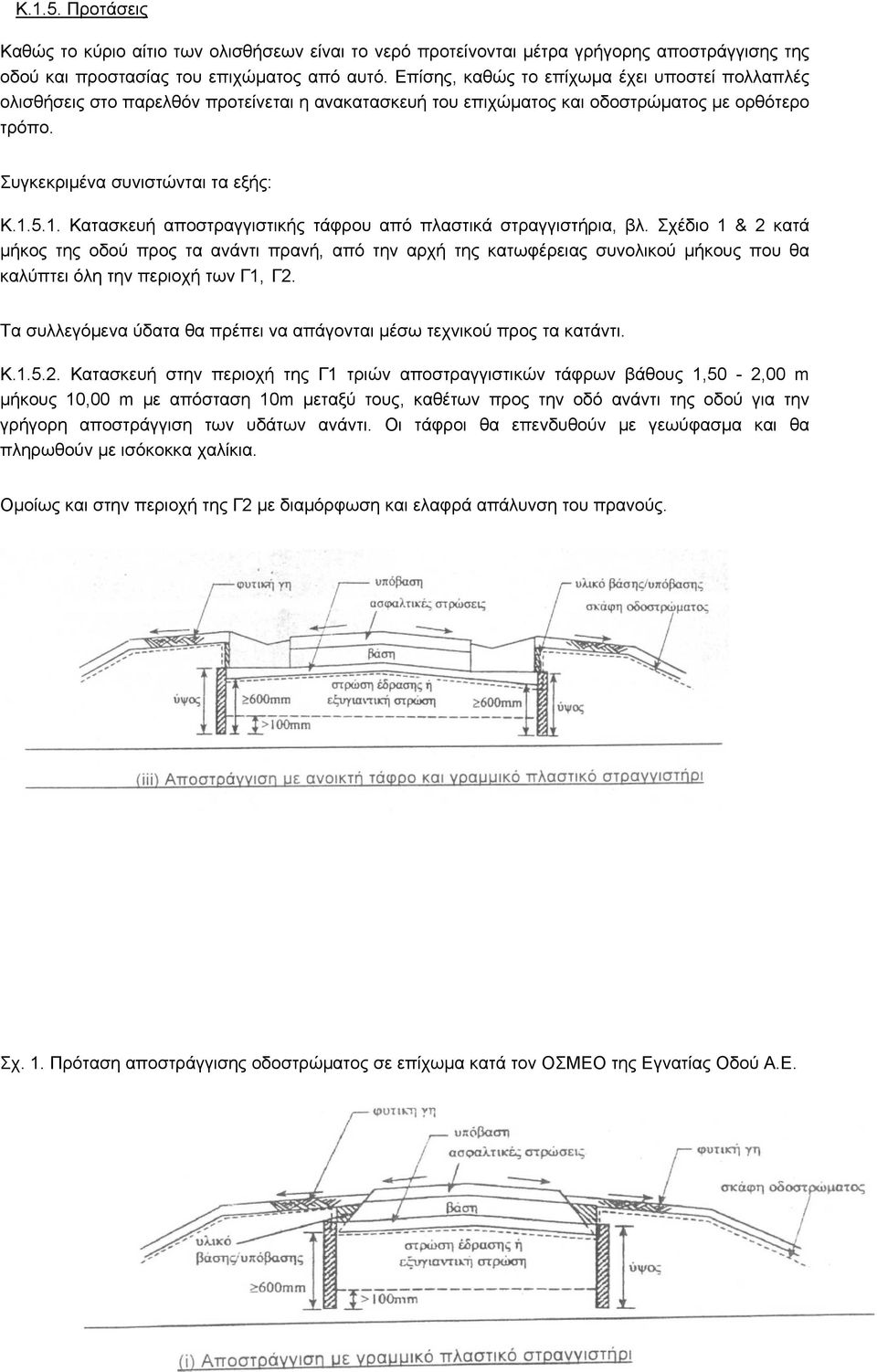 5.1. Κατασκευή αποστραγγιστικής τάφρου από πλαστικά στραγγιστήρια, βλ.