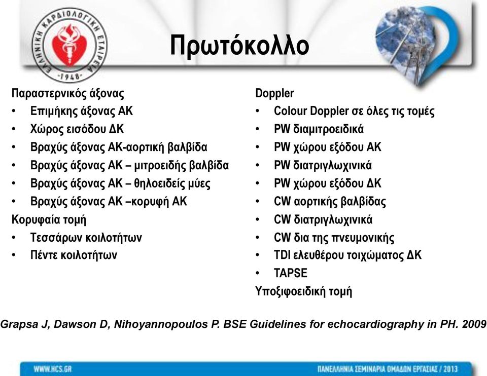 τις τοµές PW διαµιτροειδικά PW χώρου εξόδου ΑΚ PW διατριγλωχινικά PW χώρου εξόδου ΔΚ CW αορτικής βαλβίδας CW διατριγλωχινικά CW δια της