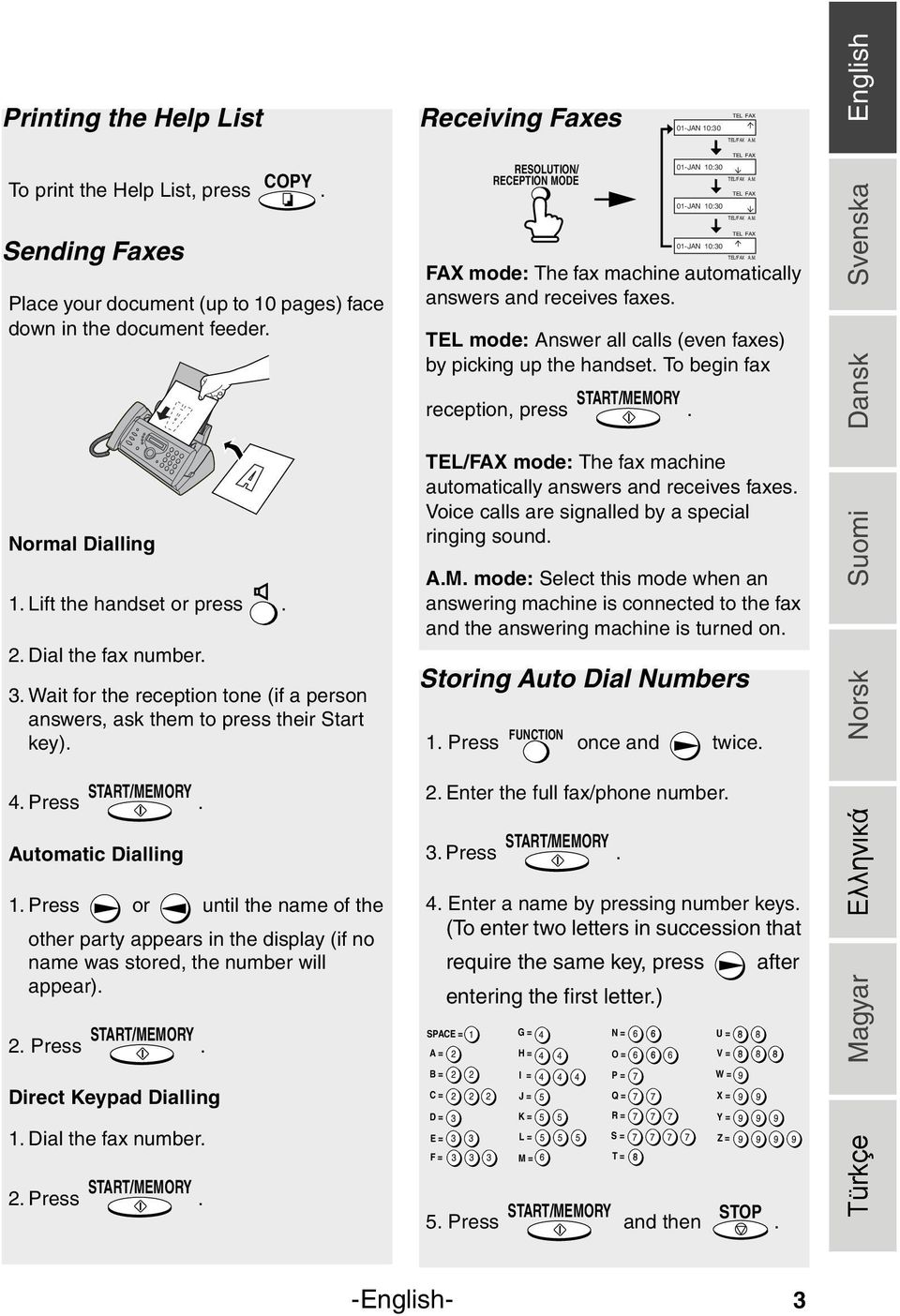 Wait for the reception tone (if a person answers, ask them to press their Start key). 4. Press. Automatic Dialling 1.