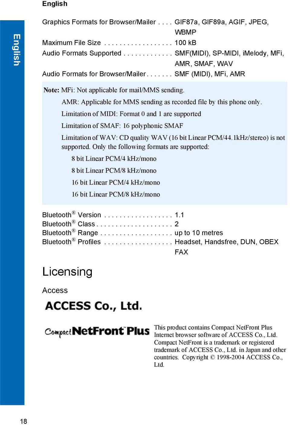 AMR: Applicable for MMS sending as recorded file by this phone only.