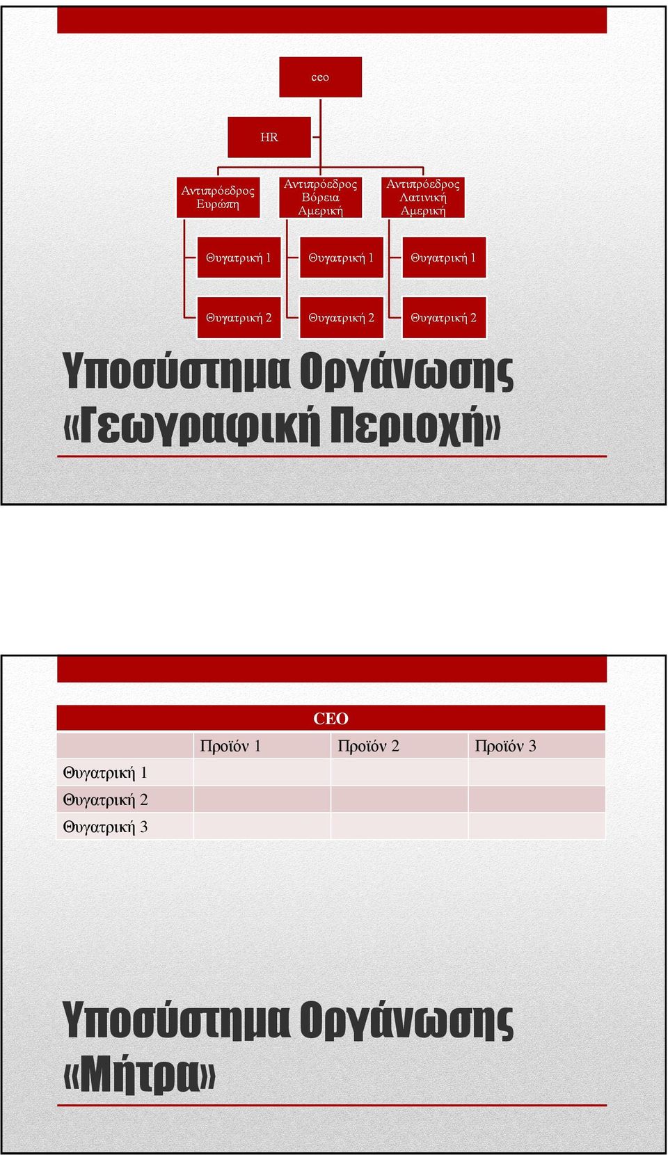 Θυγατρική 3 CEO Προϊόν 1 Προϊόν 2