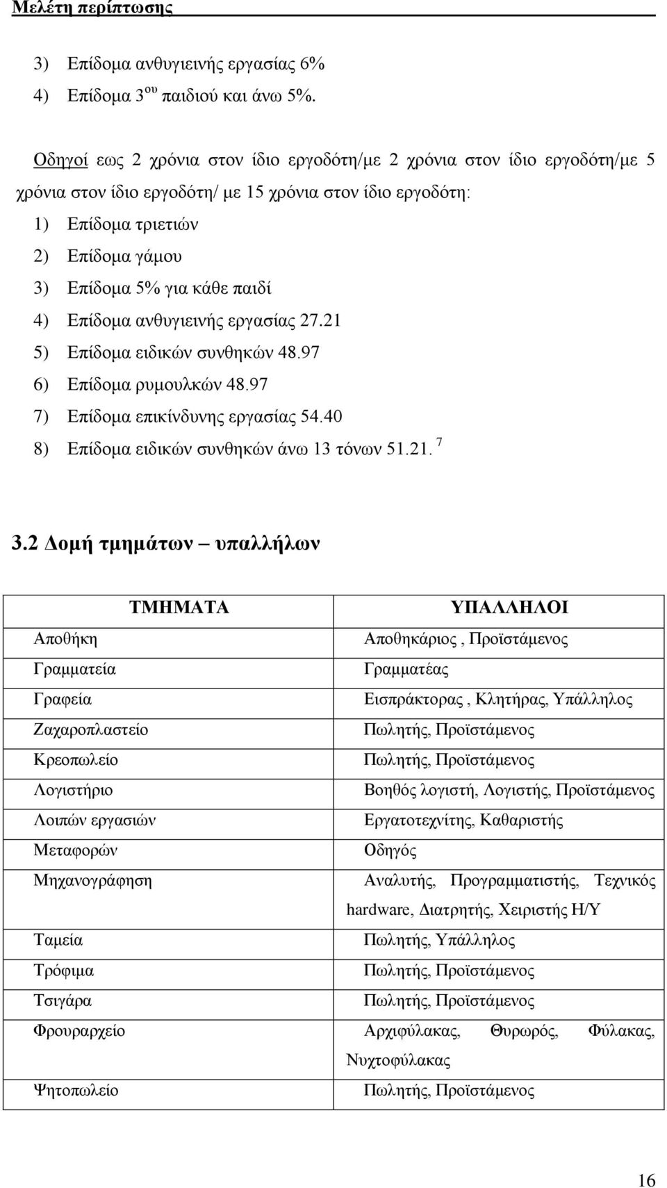 παιδί 4) Επίδομα ανθυγιεινής εργασίας 27.21 5) Επίδομα ειδικών συνθηκών 48.97 6) Επίδομα ρυμουλκών 48.97 7) Επίδομα επικίνδυνης εργασίας 54.40 8) Επίδομα ειδικών συνθηκών άνω 13 τόνων 51.21. 7 3.