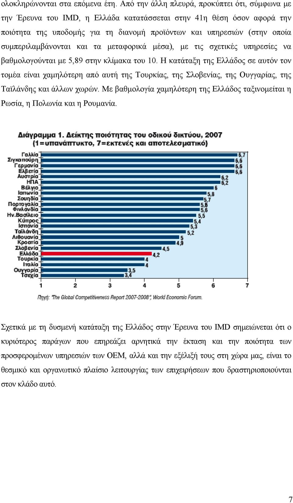 συμπεριλαμβάνονται και τα μεταφορικά μέσα), με τις σχετικές υπηρεσίες να βαθμολογούνται με 5,89 στην κλίμακα του 10.