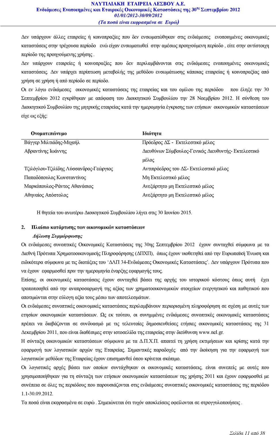 Δεν υπάρχει περίπτωση μεταβολής της μεθόδου ενσωμάτωσης κάποιας εταιρείας ή κοινοπραξίας από χρήση σε χρήση ή από περίοδο σε περίοδο.