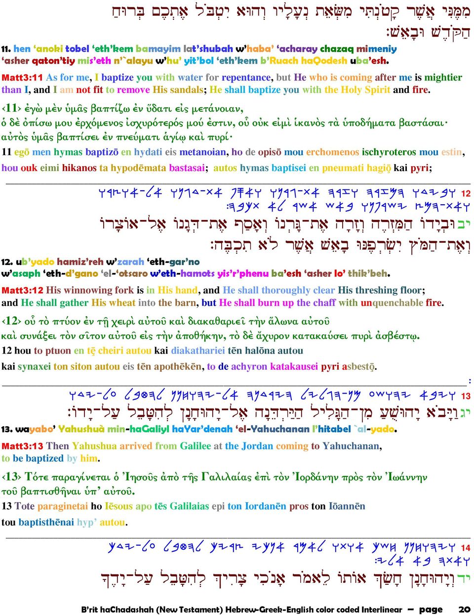 Matt3:11 As for me, I baptize you with water for repentance, but He who is coming after me is mightier than I, and I am not fit to remove His sandals; He shall baptize you with the Holy Spirit and