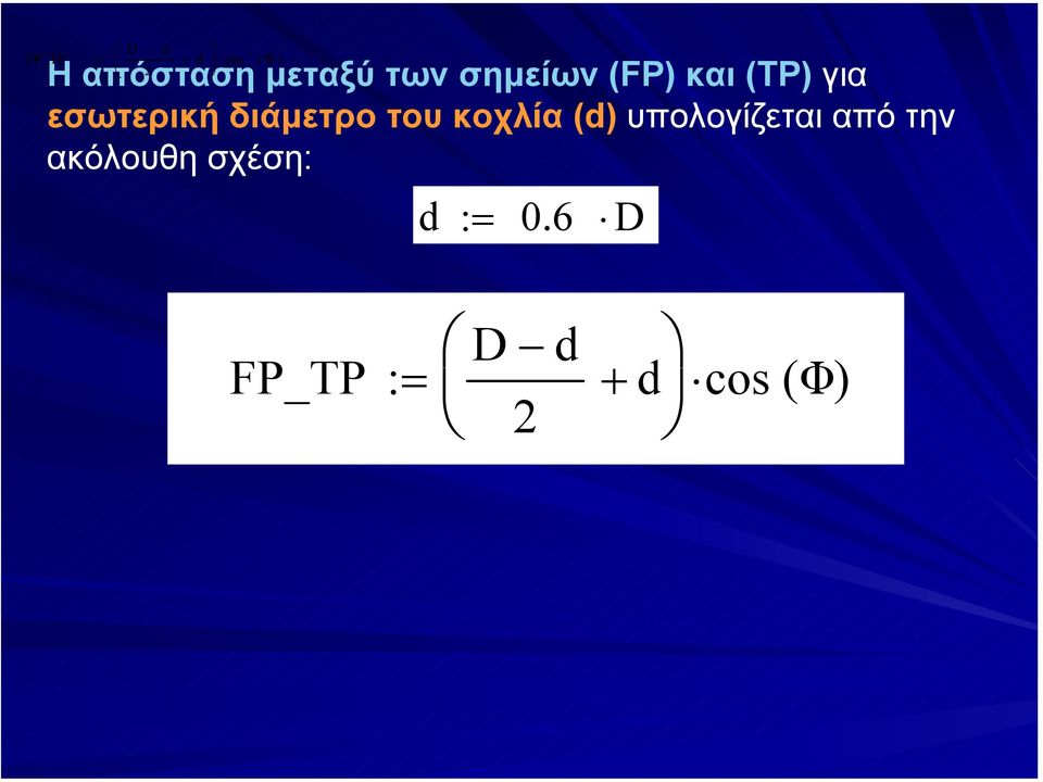 κοχλία (d) υπολογίζεται από την ακόλουθη