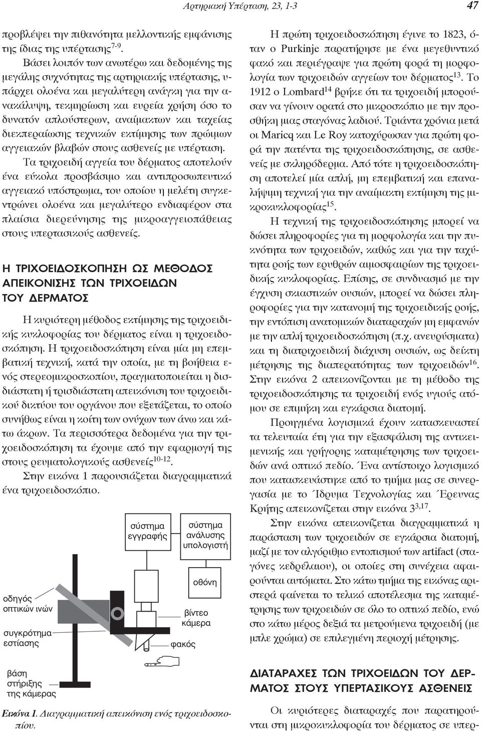 απλούστερων, αναίμακτων και ταχείας διεκπεραίωσης τεχνικών εκτίμησης των πρώιμων αγγειακών βλαβών στους ασθενείς με υπέρταση.