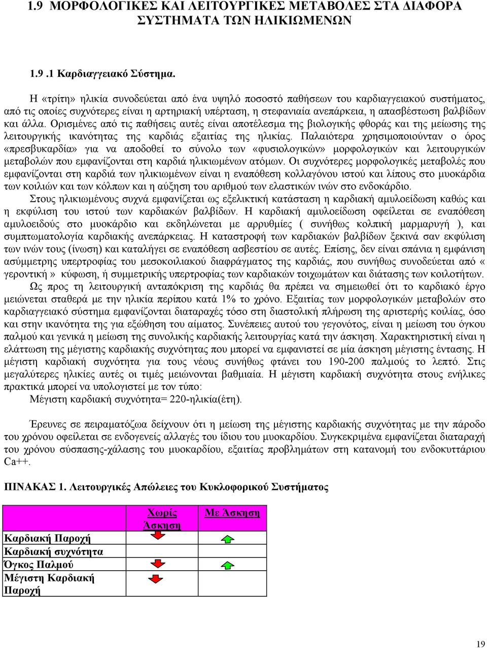 άλλα. Ορισµένες από τις παθήσεις αυτές είναι αποτέλεσµα της βιολογικής φθοράς και της µείωσης της λειτουργικής ικανότητας της καρδιάς εξαιτίας της ηλικίας.