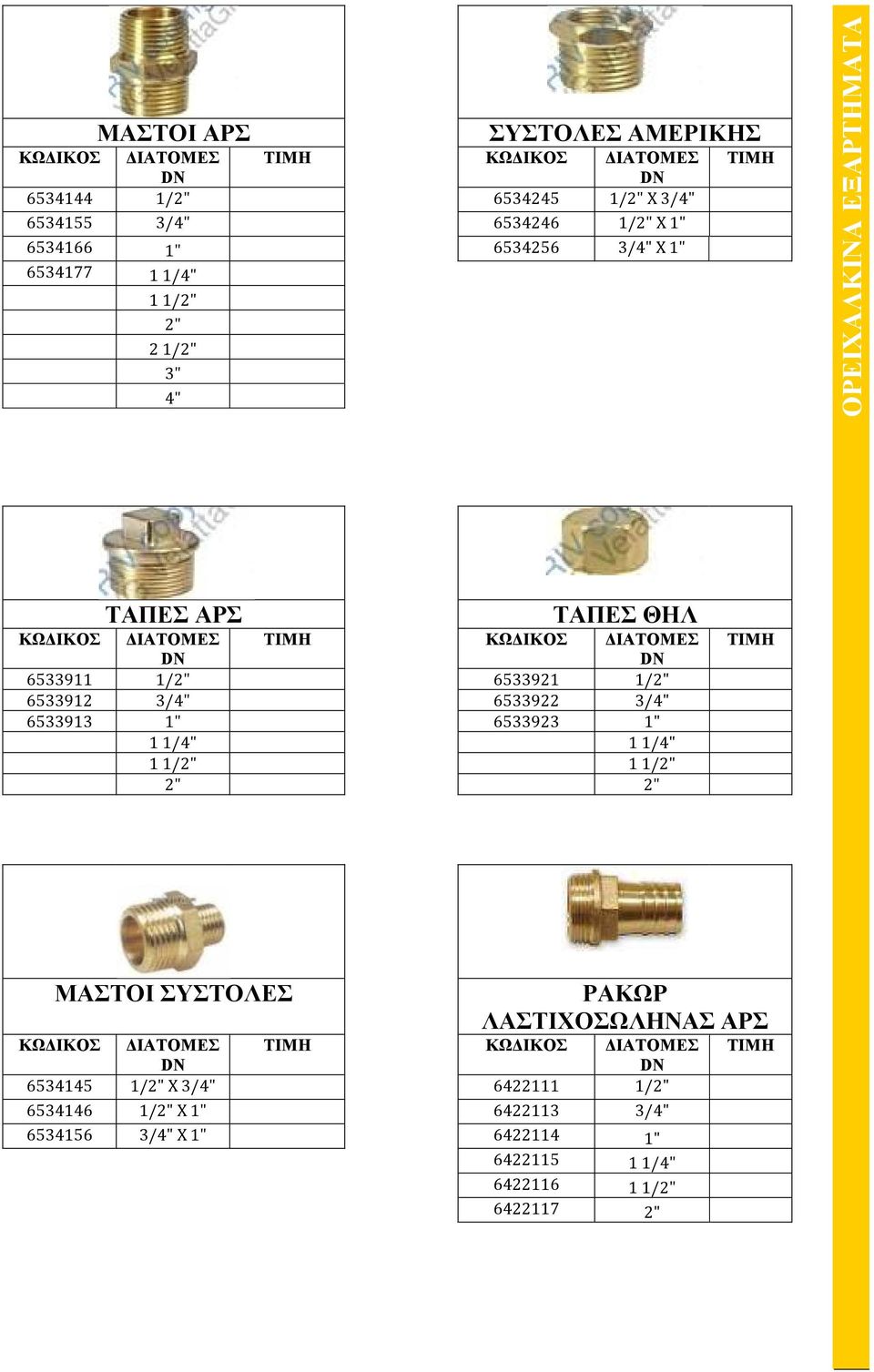 3/4" 6533922 3/4" 6533913 1" 6533923 1" 11/4" 11/4" 11/2" 11/2" 2" 2" ΜΑΣΤΟΙ ΣΥΣΤΟΛΕΣ ΡΑΚΩΡ ΛΑΣΤΙΧΟΣΩΛΗΝΑΣ ΑΡΣ 6534145