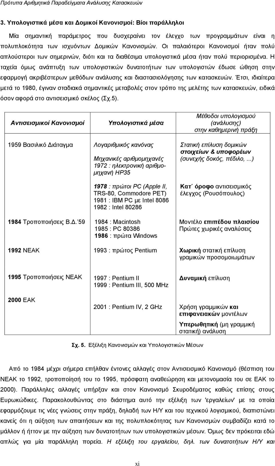 Η ταχεία όµως ανάπτυξη των υπολογιστικών δυνατοτήτων των υπολογιστών έδωσε ώθηση στην εφαρµογή ακριβέστερων µεθόδων ανάλυσης και διαστασιολόγησης των κατασκευών.