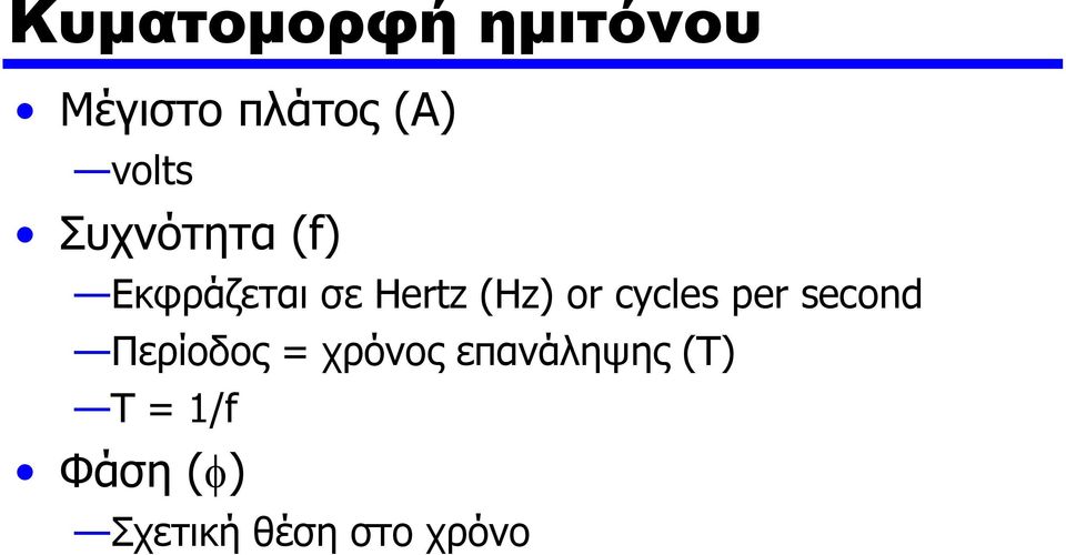 or cycles per second Περίοδος = χρόνος