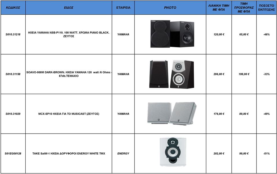 HXEIA YAMAHA 120 watt /6 Ohms - 87db.ΤΕΜΑΧΙΟ YAMAHA 296,00 199,00-33% S010.