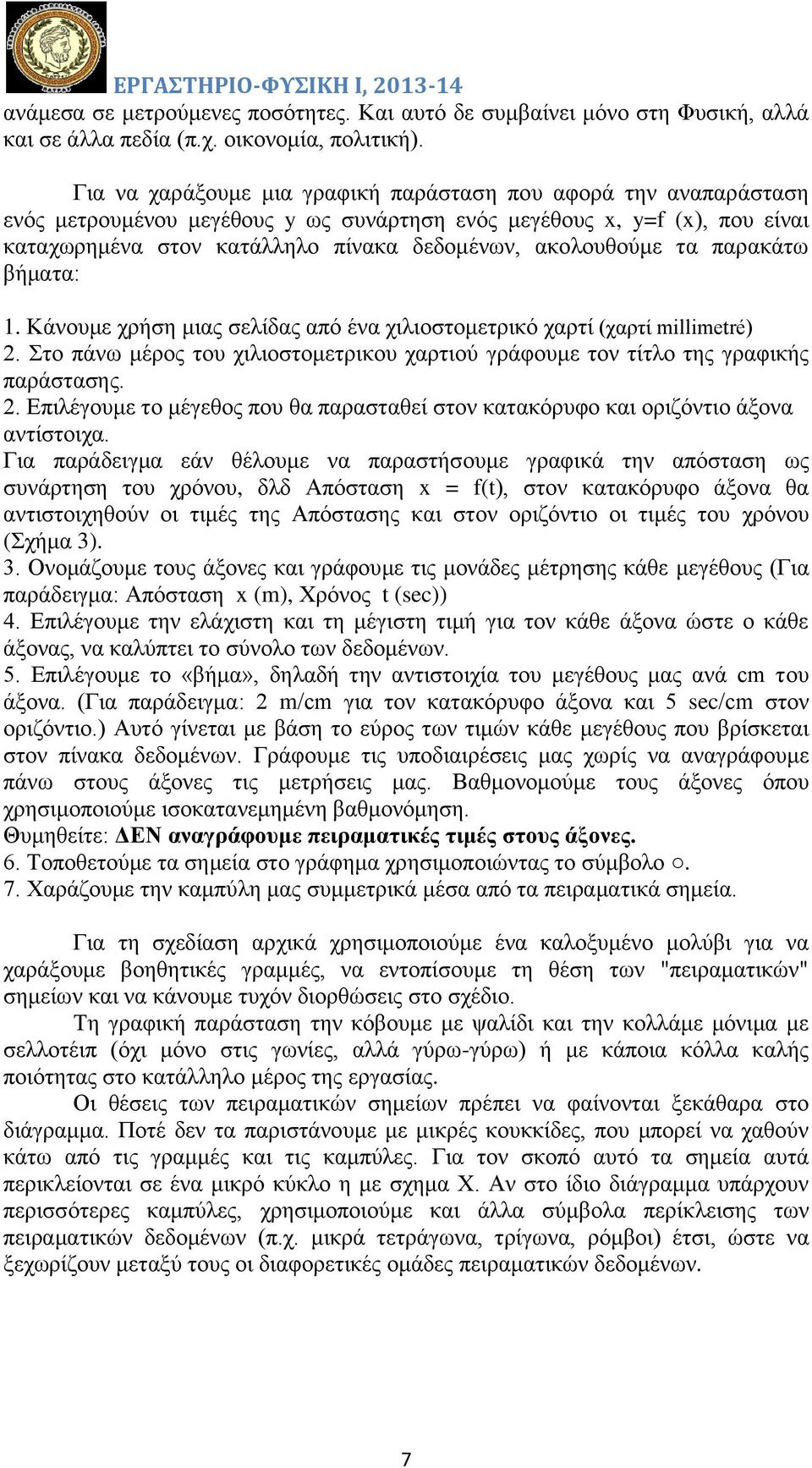 ακολουθούμε τα παρακάτω βήματα: 1. Κάνουμε χρήση μιας σελίδας από ένα χιλιοστομετρικό χαρτί (χαρτί millimetré) 2.