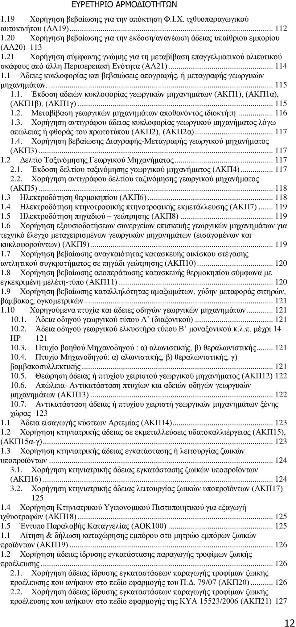 21 Χορήγηση σύμφωνης γνώμης για τη μεταβίβαση επαγγελματικού αλιευτικού σκάφους από άλλη Περιφερειακή Ενότητα (ΑΛ21)... 114 1.