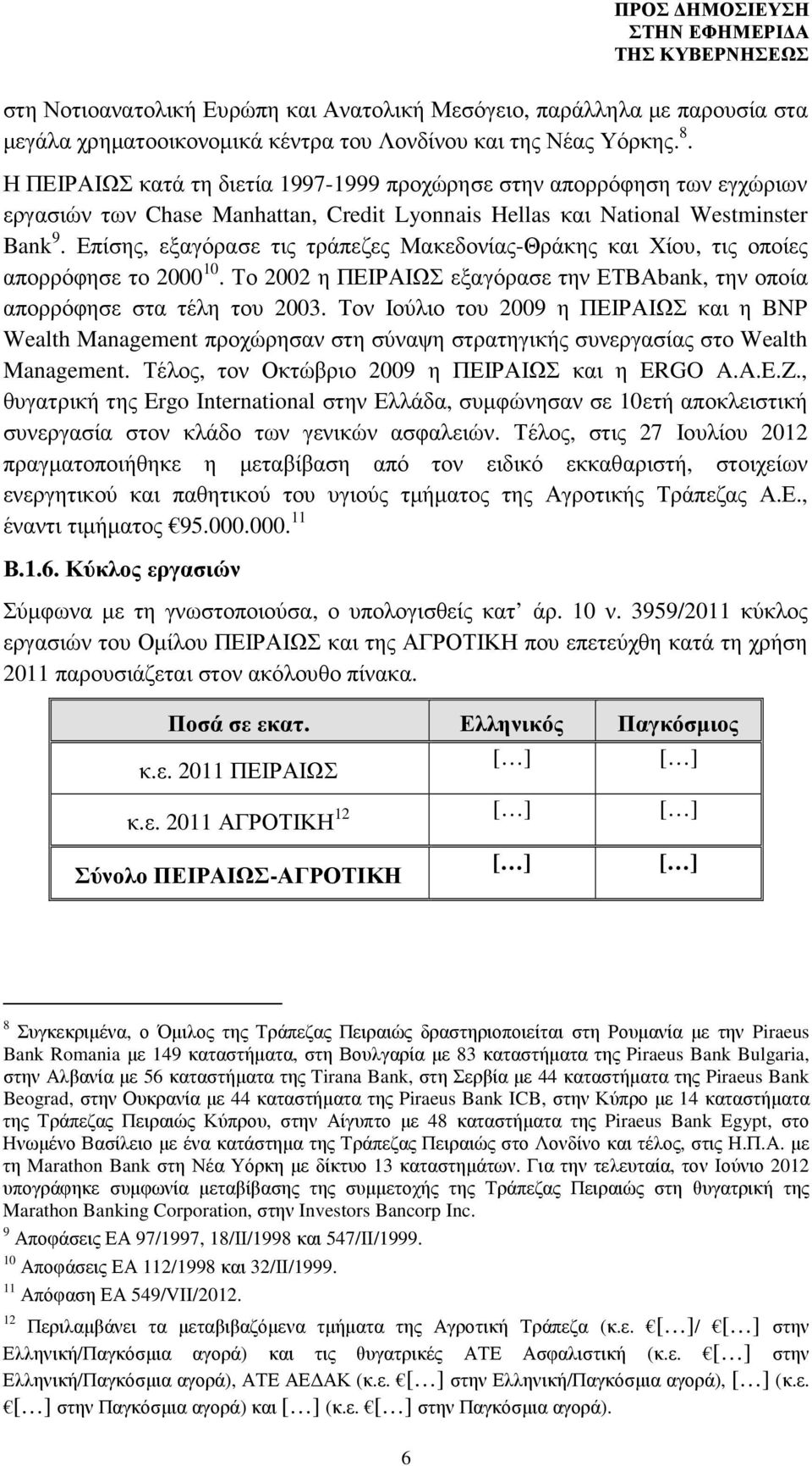 Επίσης, εξαγόρασε τις τράπεζες Μακεδονίας-Θράκης και Χίου, τις οποίες απορρόφησε το 2000 10. Το 2002 η ΠΕΙΡΑΙΩΣ εξαγόρασε την ΕΤΒΑbank, την οποία απορρόφησε στα τέλη του 2003.