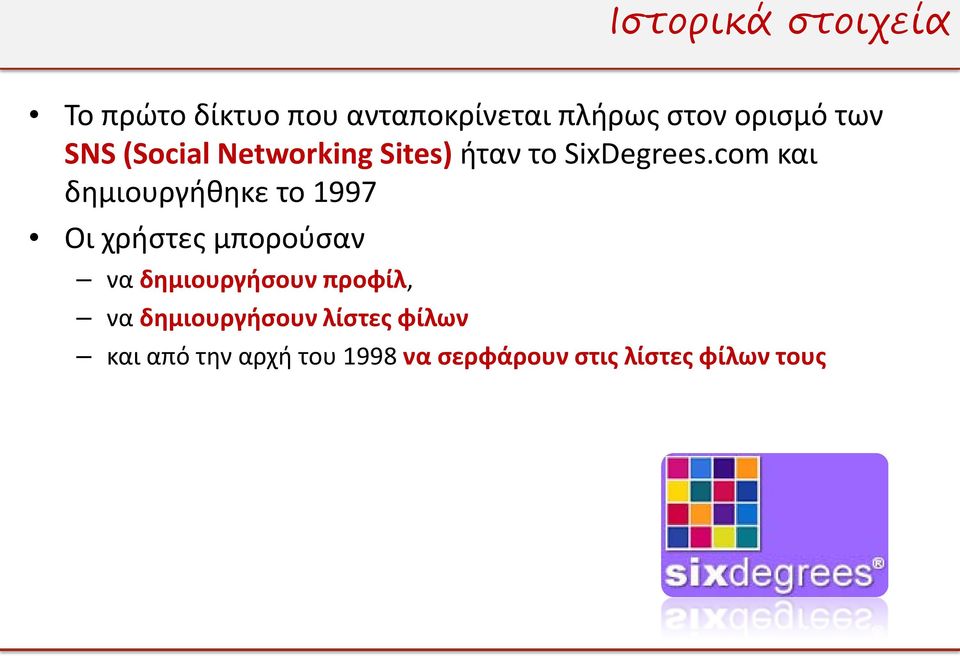 com και δημιουργήθηκε το 1997 Οι χρήστες μπορούσαν να δημιουργήσουν