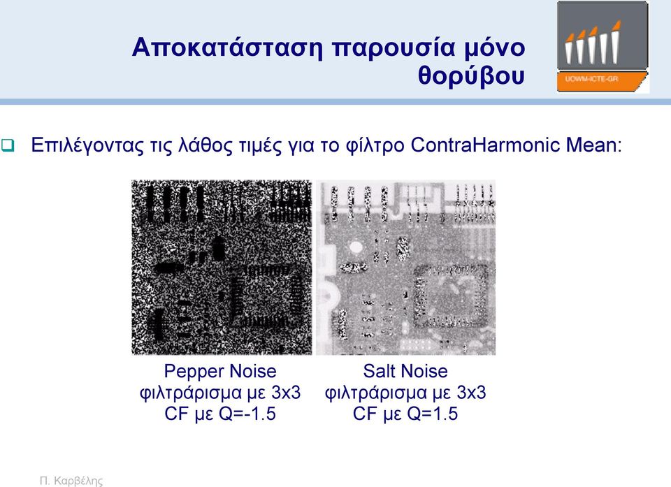 ContraHarmonic Mean: Pepper Noise φιλτράρισμα