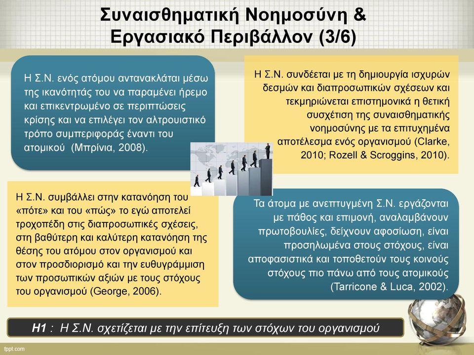 ενός ατόμου αντανακλάται μέσω της ικανότητάς του να παραμένει ήρεμο και επικεντρωμένο σε περιπτώσεις κρίσης και να επιλέγει τον αλτρουιστικό τρόπο συμπεριφοράς έναντι του ατομικού (Μπρίνια, 2008).