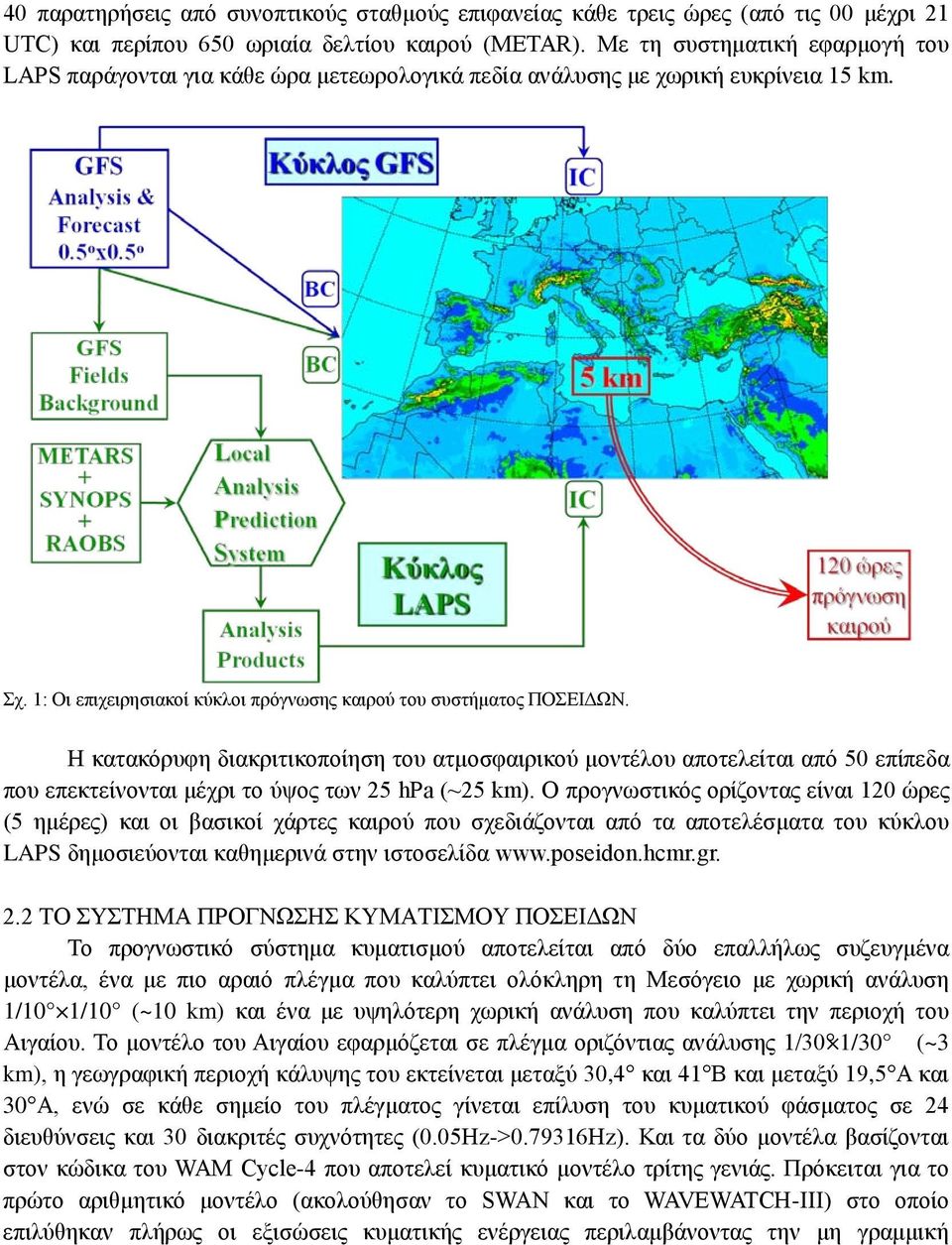 Η κατακόρυφη διακριτικοποίηση του ατμοσφαιρικού μοντέλου αποτελείται από 50 επίπεδα που επεκτείνονται μέχρι το ύψος των 25 hpa (~25 km).