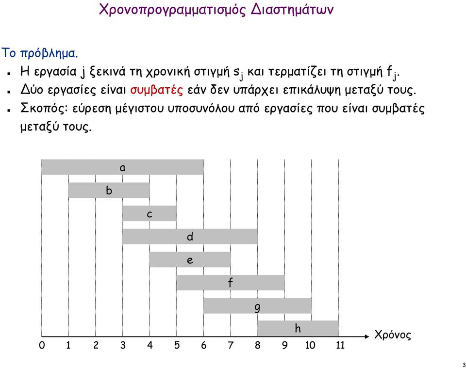 Δύο εργασίες είναι συµβατές εάν δεν υπάρχει επικάλυψη µεταξύ τους.