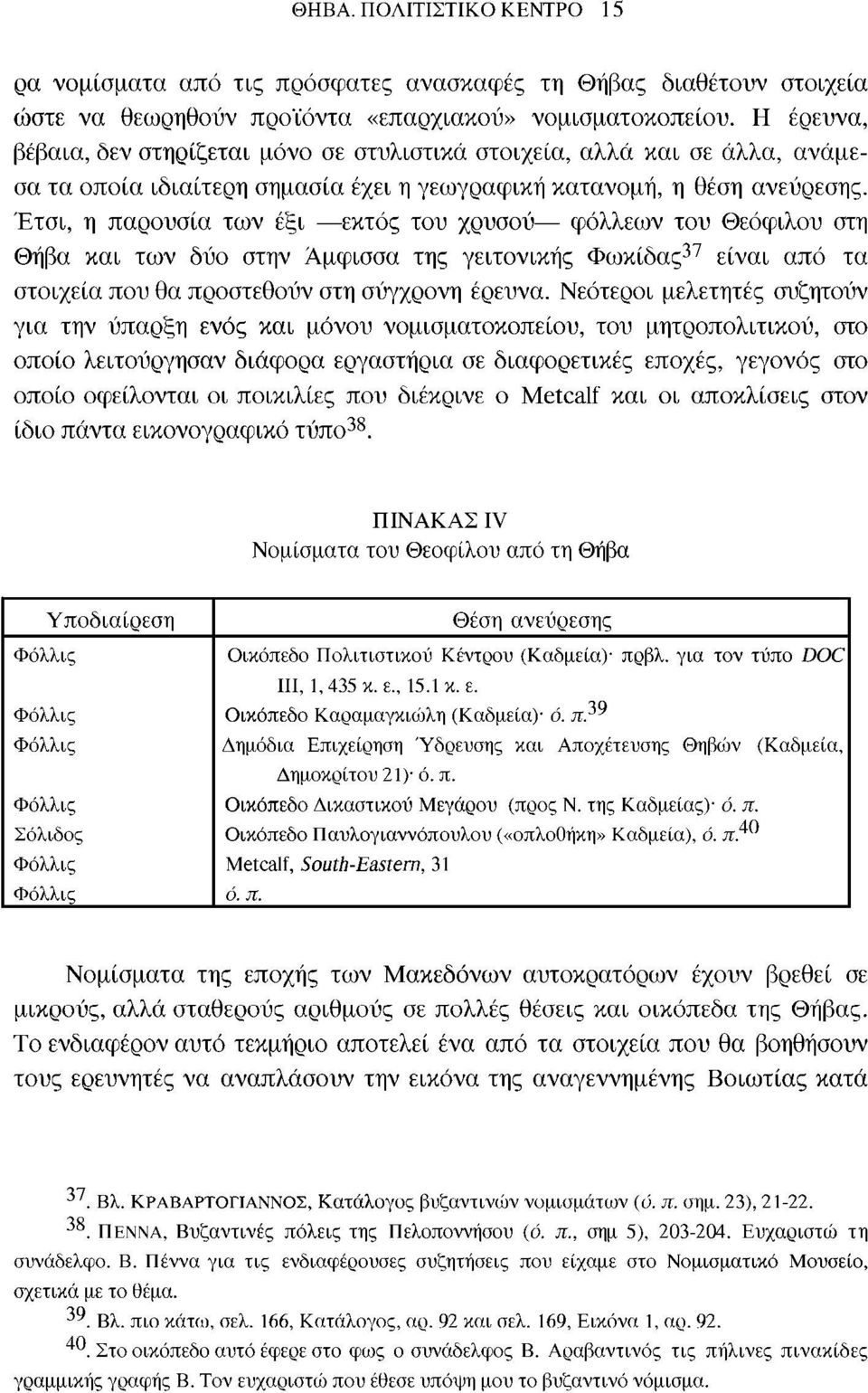 Έτσι, η παρουσία των έξι εκτός του χρυσού φόλλεων του Θεόφιλου στη Θήβα και των δύο στην Άμφισσα της γειτονικής Φωκίδας 37 είναι από τα στοιχεία που θα προστεθούν στη σύγχρονη έρευνα.