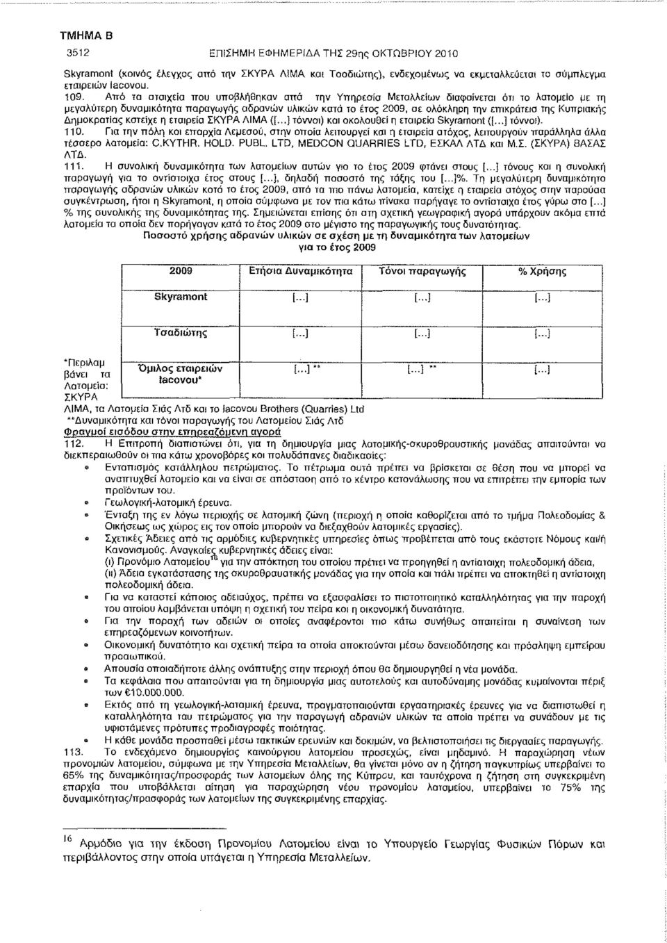Κυπριακής Δημοκρατίας κατείχε η εταιρεία ΣΚΥΡΑ ΛΙΜΑ ([.,.] τόννοι) και ακολουθεί η εταιρεία Skyramont ([...] τόννοί)- 110.