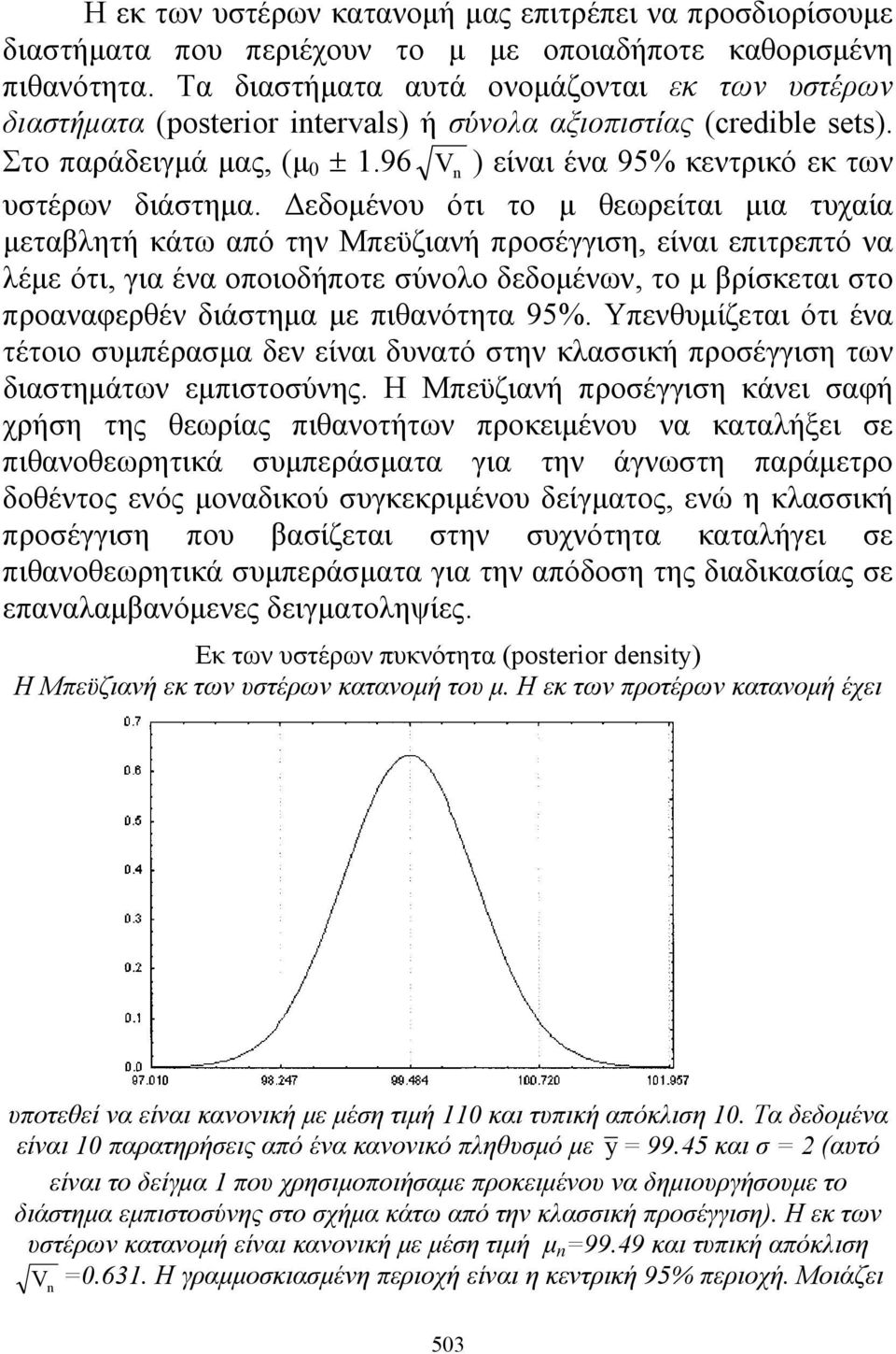 96 V n ) είναι ένα 95% κεντρικό εκ των υστέρων διάστημα.