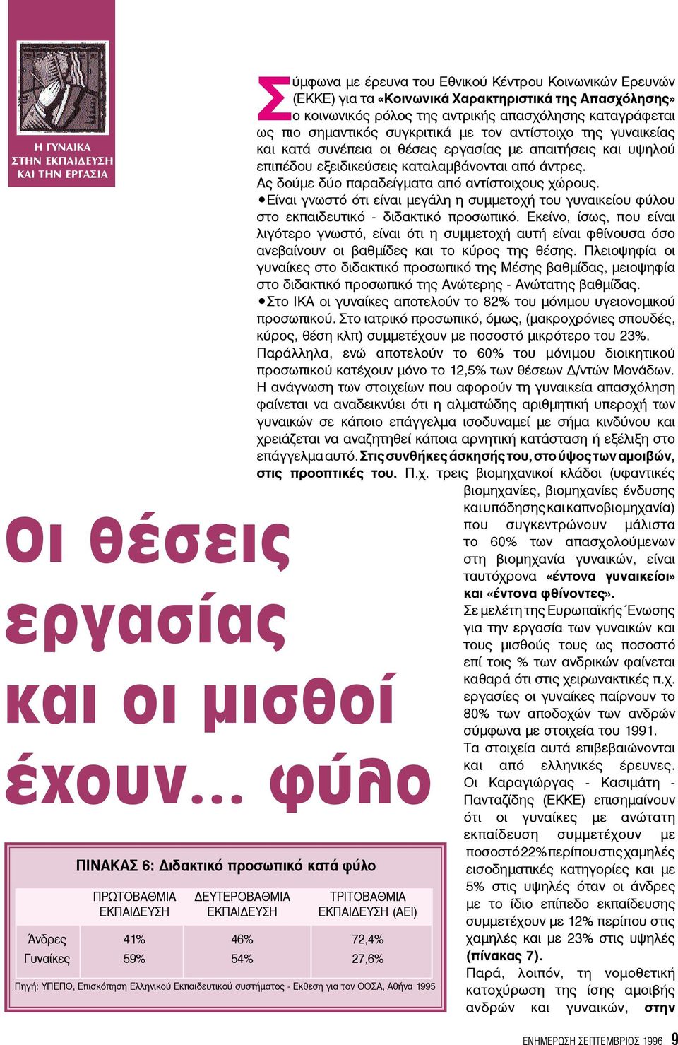 απασχόλησης καταγράφεται ως πιο σημαντικός συγκριτικά με τον αντίστοιχο της γυναικείας και κατά συνέπεια οι θέσεις εργασίας με απαιτήσεις και υψηλού επιπέδου εξειδικεύσεις καταλαμβάνονται από άντρες.