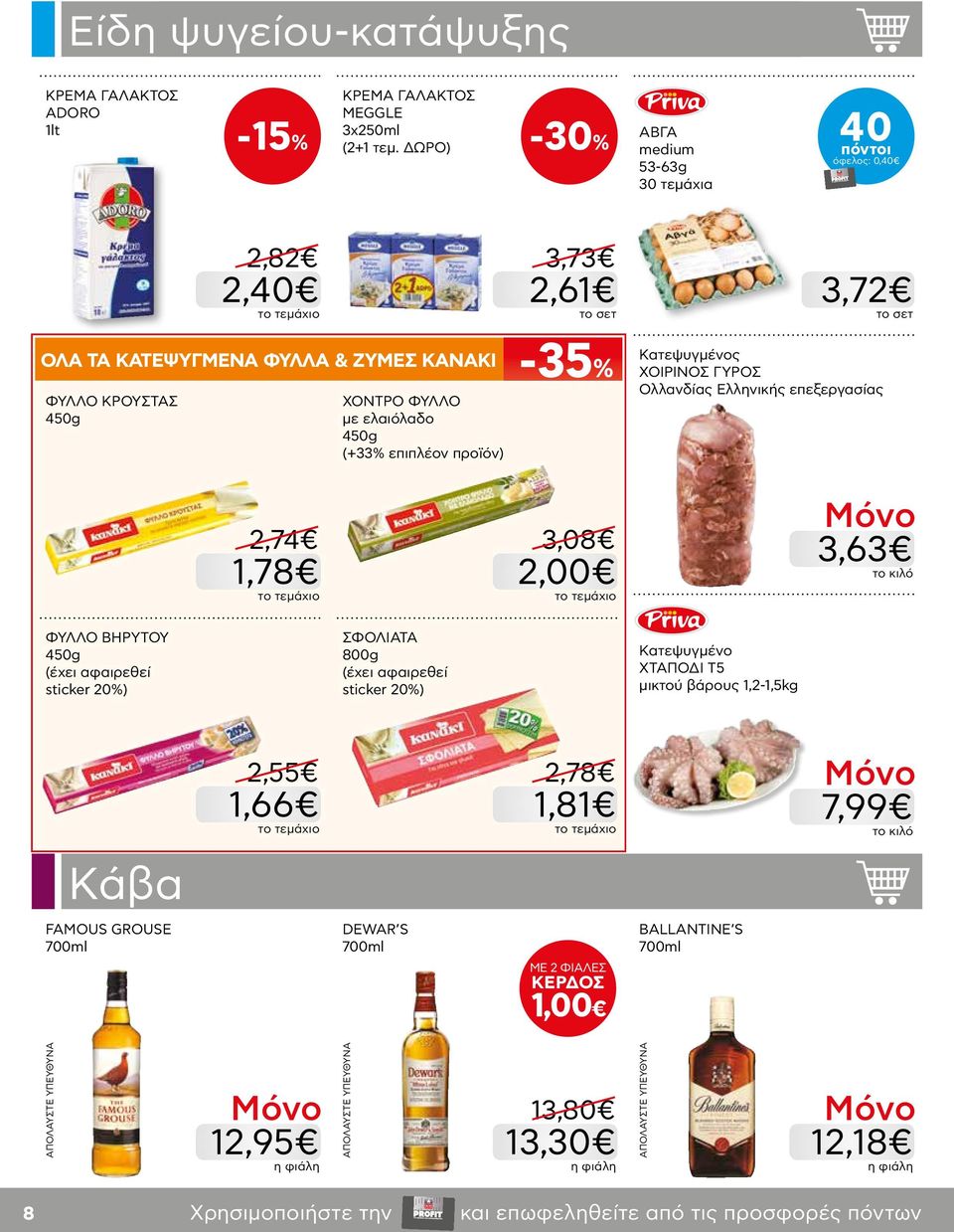 (+33% επιπλέον προϊόν) -35% Κατεψυγμένος ΧΟΙΡΙΝΟΣ ΓΥΡΟΣ Ολλανδίας Ελληνικής επεξεργασίας 2,74 1,78 3,08 2,00 3,63 ΦΥΛΛΟ ΒΗΡΥΤΟΥ 450g (έχει αφαιρεθεί sticker 20%) ΣΦΟΛΙΑΤΑ 800g