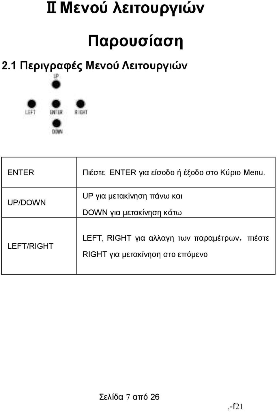 έξοδο στο Κύριο Menu.