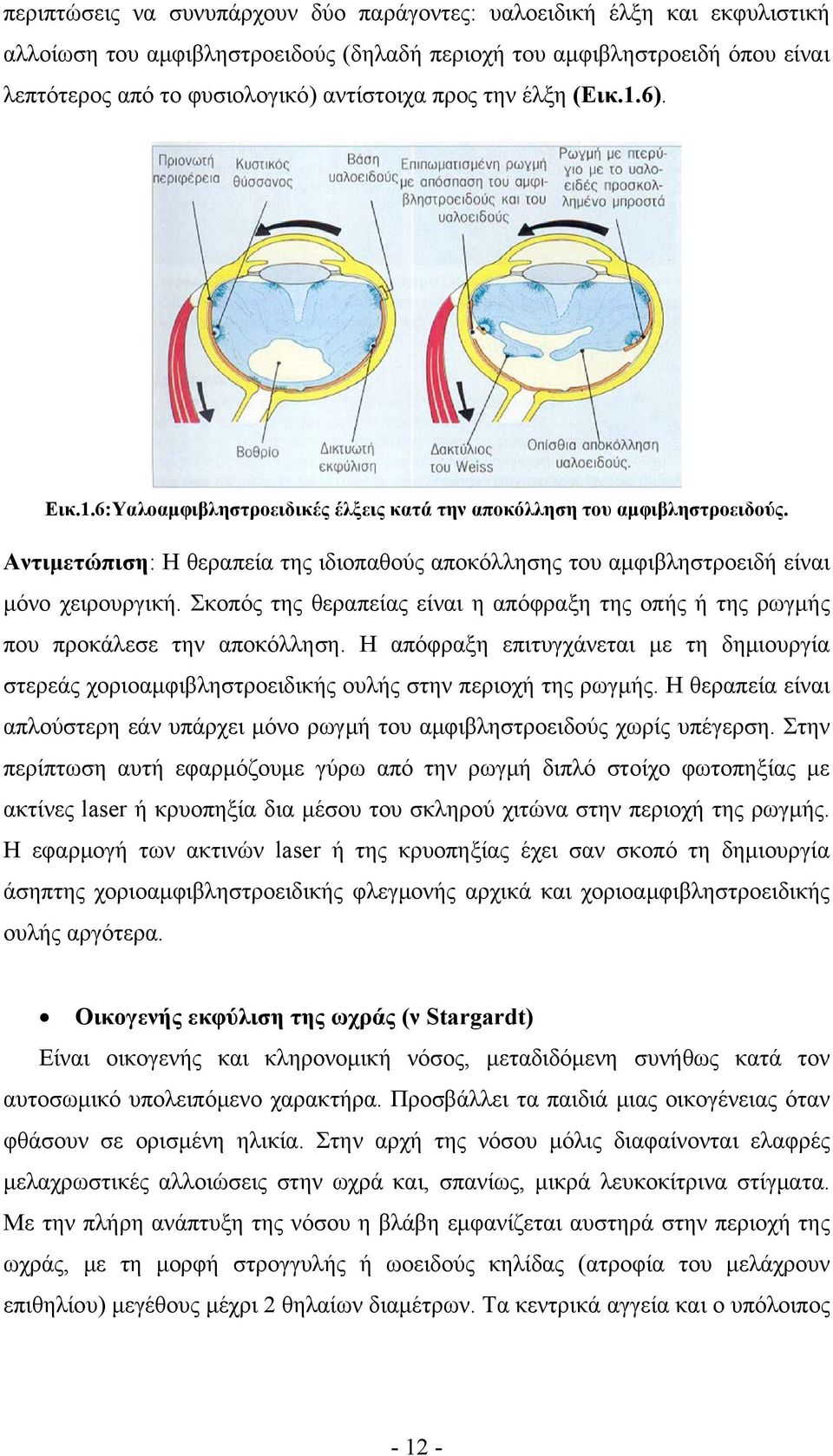 Σκοπός της θεραπείας είναι η απόφραξη της οπής ή της ρωγμής που προκάλεσε την αποκόλληση. Η απόφραξη επιτυγχάνεται με τη δημιουργία στερεάς χοριοαμφιβληστροειδικής ουλής στην περιοχή της ρωγμής.