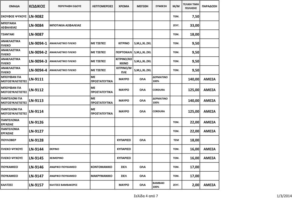 9,50 LN-9094-3 ΑΝΑΚΛΑΣΙΚΟ LN-9094-4 ΑΝΑΚΛΑΣΙΚΟ ΣΕΠΕ ΣΕΠΕ ΚΙΣΡΙΝΟ/ΚΟ ΚΚΙΝΟ ΚΙΣΡΙΝΟ/Μ ΠΛΕ ΜΑΤΡΟ S,M,L,XL.2XL ΣΕΜ.