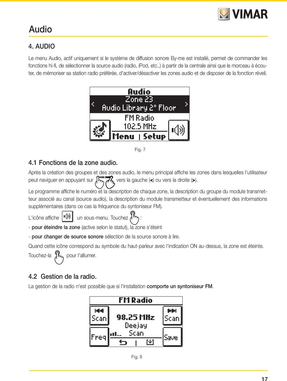 1 Fonctions de la zone audio.