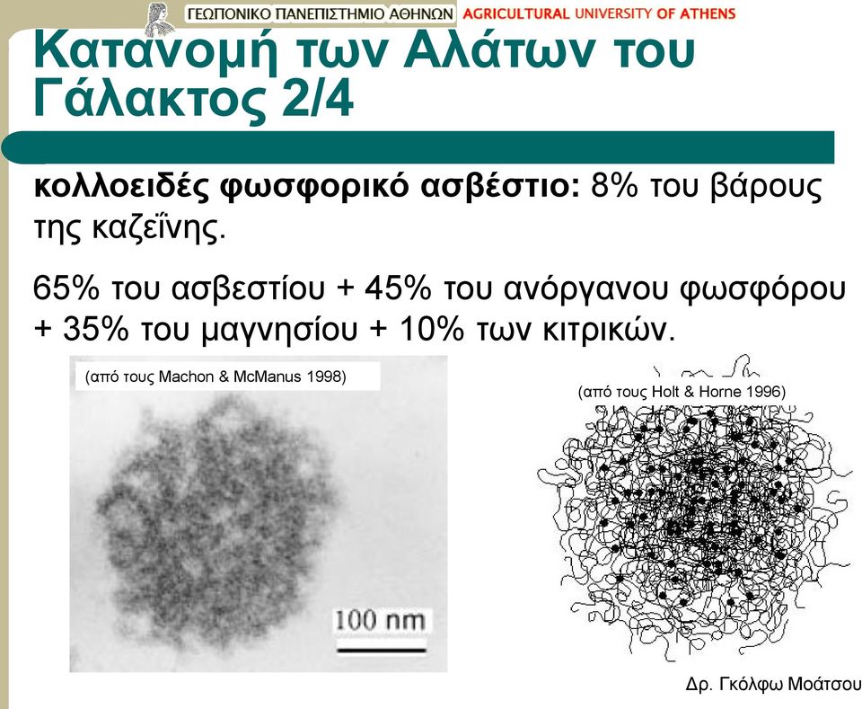 65% του ασβεστίου + 45% του ανόργανου φωσφόρου + 35% του