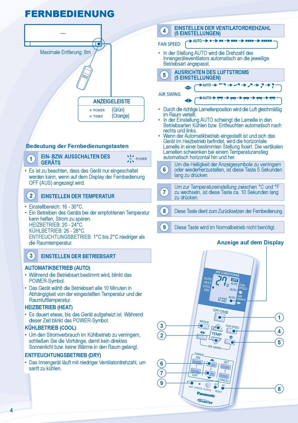 AUSSCHALTEN DES POWER GERÄTS Es ist zu beachten, dass das Gerät nur eingeschaltet werden kann, wenn auf dem Display der Fernbedienung (AUS) angezeigt wird.