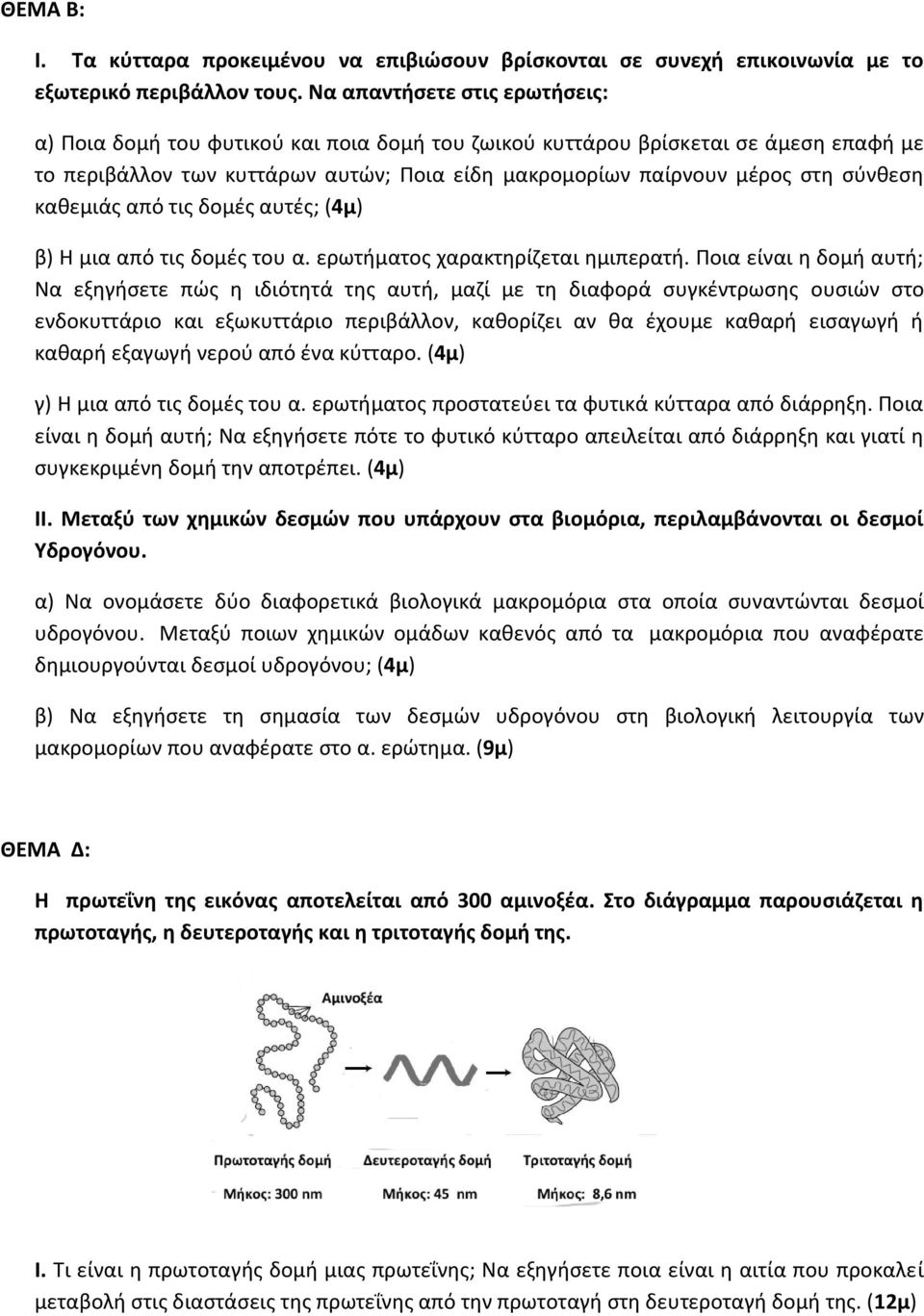 καθεμιάς από τις δομές αυτές; (4μ) β) Η μια από τις δομές του α. ερωτήματος χαρακτηρίζεται ημιπερατή.