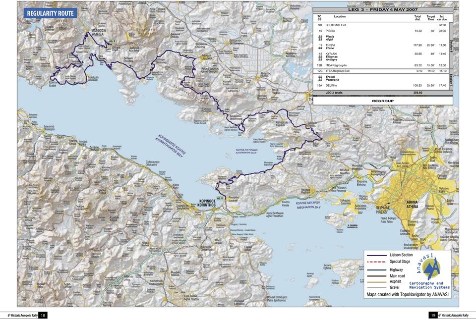 0.10 Time 1h 40' car 15:10 due 0 Eratini ACROPOLIS-Ceremonial Start Penteoria 19:00 0A 15A ZAPPION In DELFI In 1.85 108.53 20' 2h 30' 19:20 17:40 LEG 31, totals Section 1 totals 359.80 1.