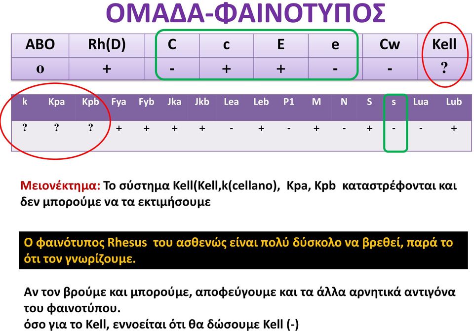 να τα εκτιμήσουμε Ο φαινότυπος Rhesus του ασθενώς είναι πολύ δύσκολο να βρεθεί, παρά το ότι τον γνωρίζουμε.